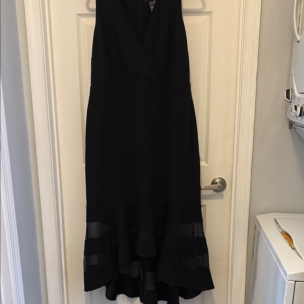 Ashley Stewart Black Ruffled High Low Cocktail Dress
